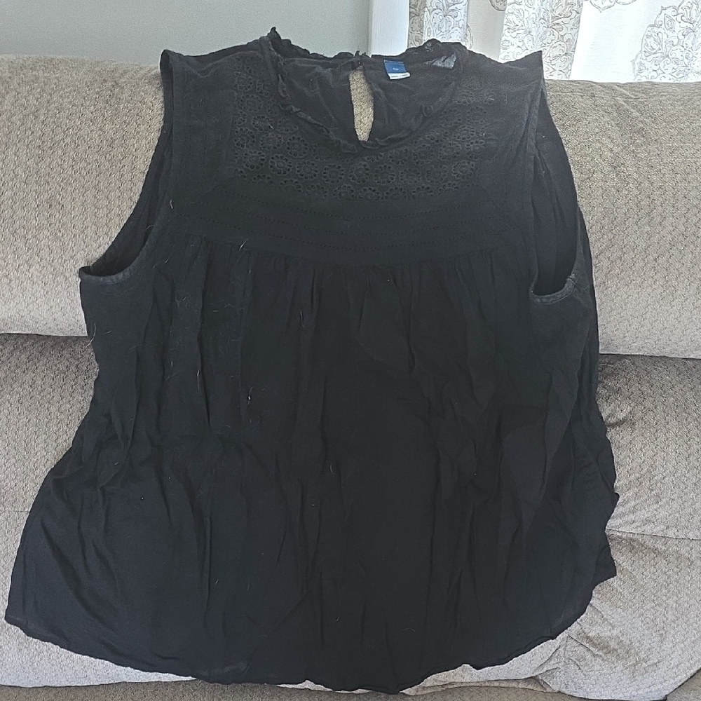 Old Navy Black Sleeveless Mandarin Collar Blouse
